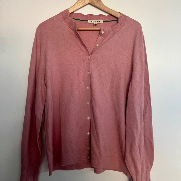 BODEN Pink Scallop Collar Cardigan Sweater - Size XL - Picture 3 of 8
